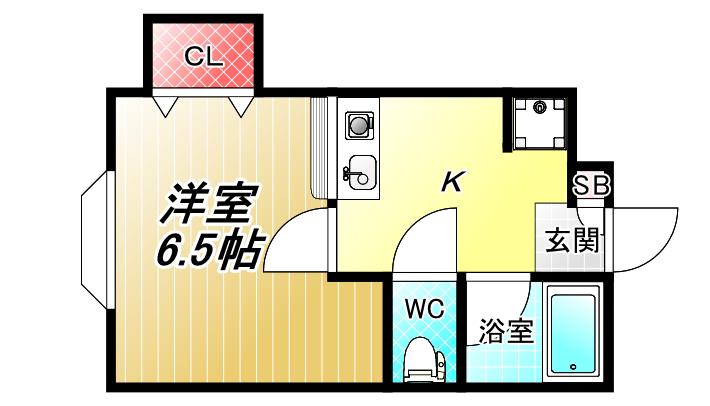 JPアパートメント東大阪(1K/1階)の間取り写真
