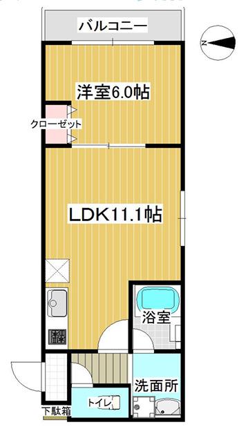 BRILIA COURT 丹波橋(1LDK/1階)の間取り写真