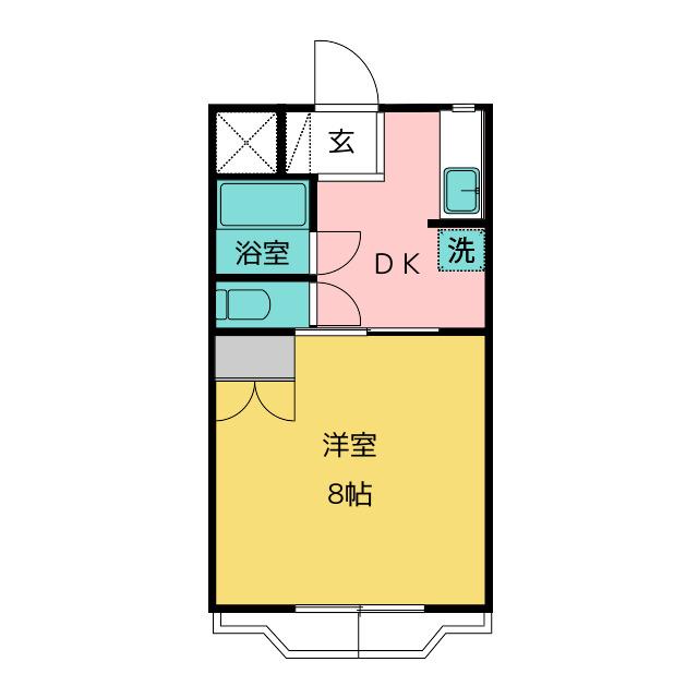コンフォート萩C(1DK/3階)の間取り写真