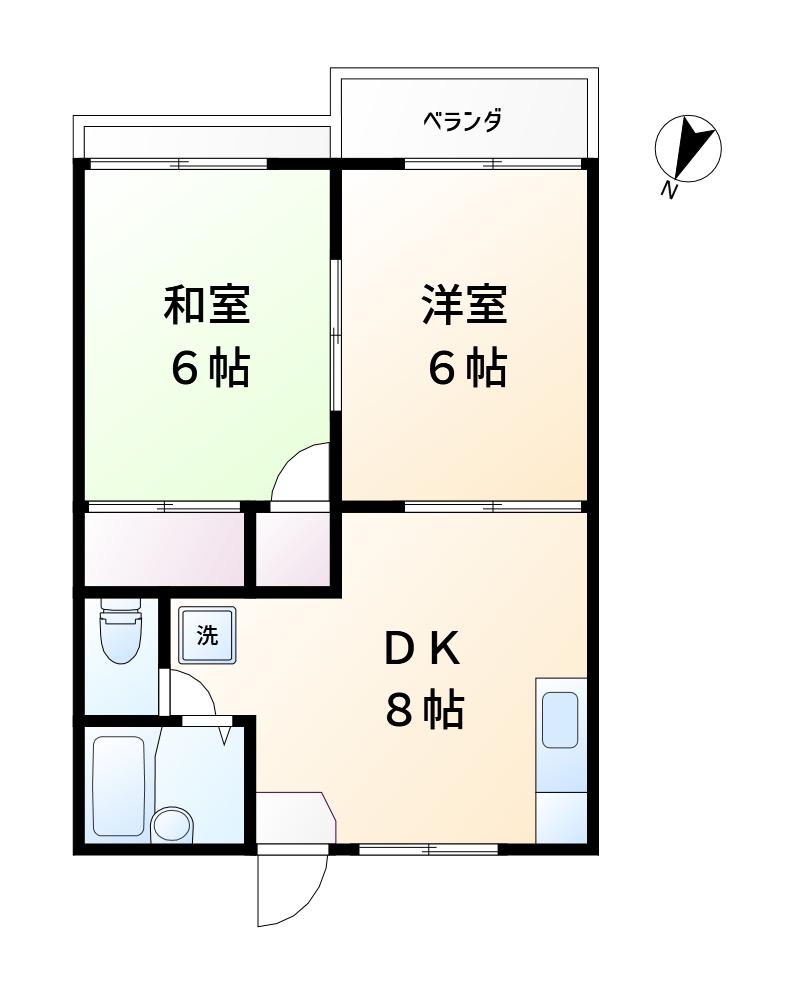 スカイパレス I(2DK/2階)の間取り写真