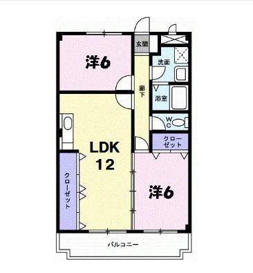 ウエストコートTANIGAMI(2LDK/4階)の間取り写真