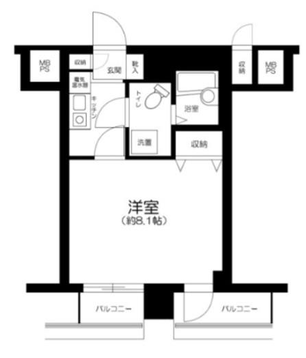 シティハイツ新小岩(1K/8階)の間取り写真