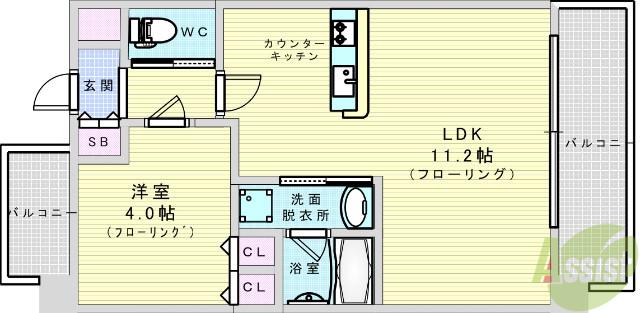 CITY SPIRE西中島(1LDK/7階)の間取り写真