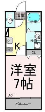 ローレルコート(1K/3階)の間取り写真
