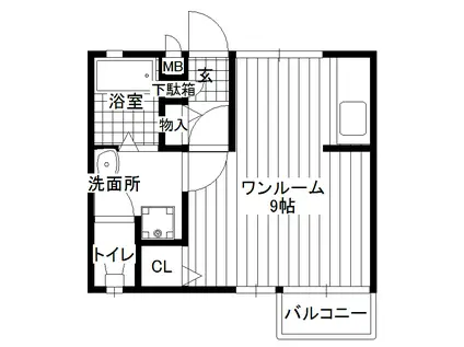 グランシャリオII(ワンルーム/2階)の間取り写真