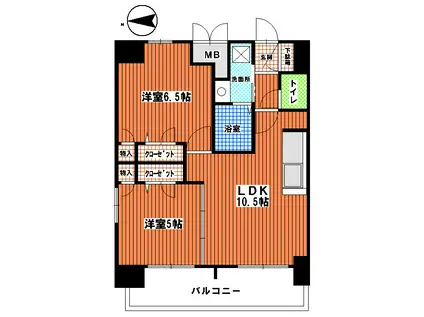 ステイツ姪浜駅前(2LDK/10階)の間取り写真