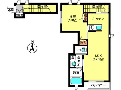 シャーメゾンカナメ1(1LDK/2階)の間取り写真