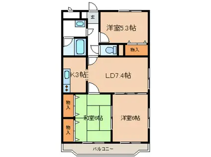 メビュースコート(3LDK/1階)の間取り写真