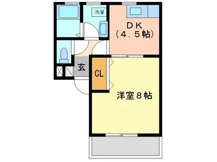 ポテトチップI(1DK/1階)の間取り写真