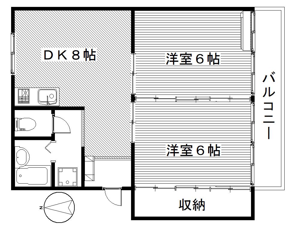アンシャンテB(2LDK/1階)の間取り写真