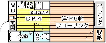 メゾン鳩ヶ瀬(1K/4階)の間取り写真