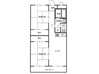 第一アルバマンション(2DK/2階)の間取り写真