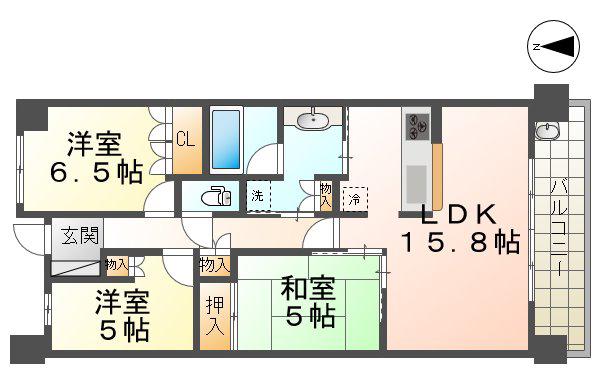 尼崎DCグランスクエアサウス(3LDK/16階)の間取り写真