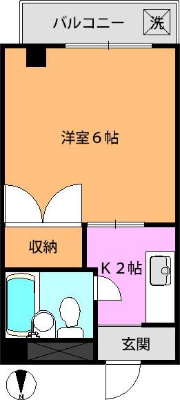 コーポプレジデントビル(1K/6階)の間取り写真