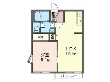 メゾンクレール(1LDK/2階)の間取り写真