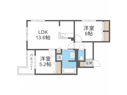 ANGELIC VILLAGE北35条(2LDK/1階)の間取り写真