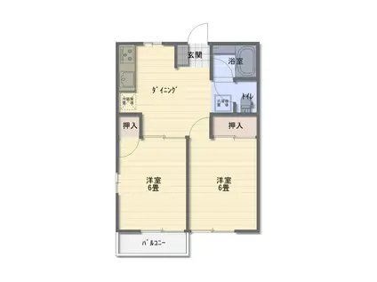 アメニティ三神(2DK/1階)の間取り写真