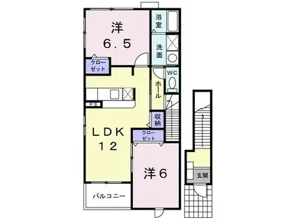 グラースアンジュII(2LDK/2階)の間取り写真