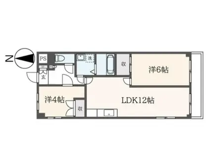 マイタウン鶴間(2LDK/2階)の間取り写真