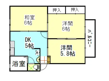 クリスタルハイツ平福(3DK/2階)の間取り写真