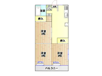 横塚グリーンビル(3DK/3階)の間取り写真