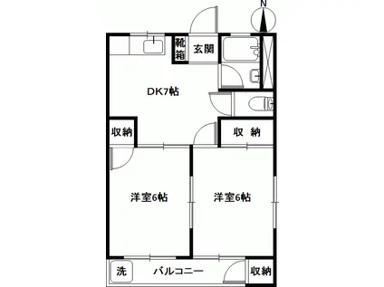 マンション武蔵ヶ丘(2DK/3階)の間取り写真