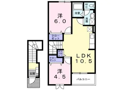 サンハイツケヅカF(2LDK/2階)の間取り写真