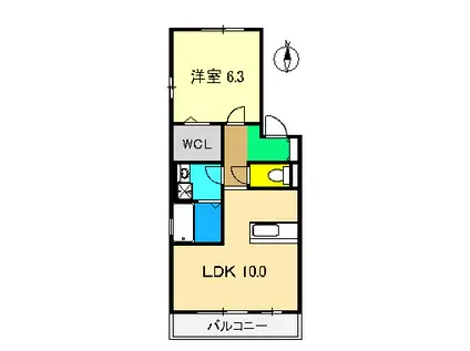 サニーコートA(1LDK/2階)の間取り写真