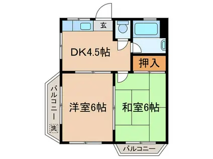 村上コーポ2F(2DK/2階)の間取り写真