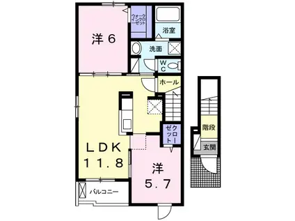 グレイス・R II(2LDK/2階)の間取り写真