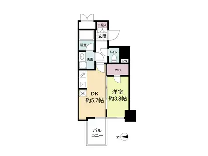 RISING MAISON 本町橋(1DK/15階)の間取り写真