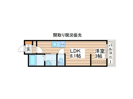 ASUIT富沢西(1LDK/1階)の間取り写真