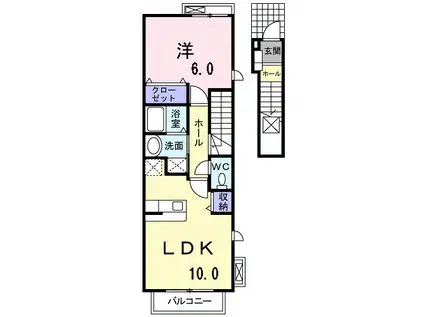 パティオ・スカイ IX(1LDK/2階)の間取り写真