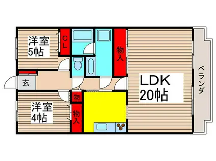市川東レジデンス(2LDK/4階)の間取り写真
