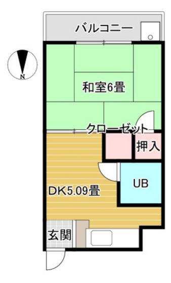 センターコート(1DK/2階)の間取り写真