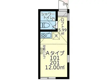 ユナイト浅田レイナルドの杜(ワンルーム/1階)の間取り写真