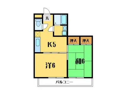 かいづかファミリア(2K/2階)の間取り写真