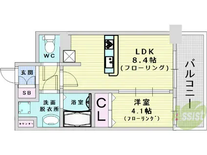 プレサンス福島ミッドエル(1LDK/11階)の間取り写真