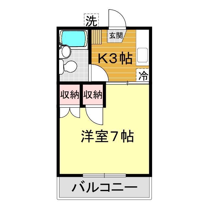 徳本第二アパート(1K/2階)の間取り写真