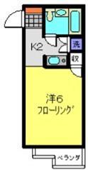 晴嵐マンション(1K/2階)の間取り写真