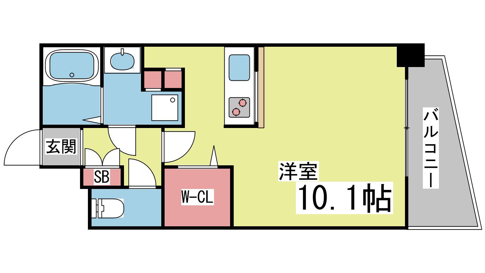 パレス東洋神戸6号館(ワンルーム/8階)の間取り写真