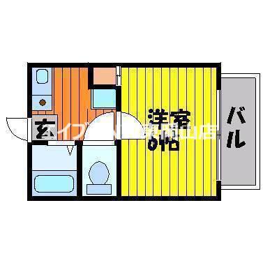コーポパル(1K/2階)の間取り写真