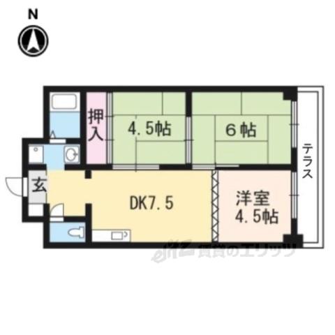 シャトー高野(2LDK/1階)の間取り写真