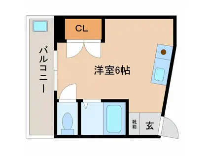 グランベール北九大前(ワンルーム/6階)の間取り写真