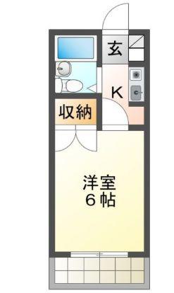 ヴェールヴィル(1K/2階)の間取り写真