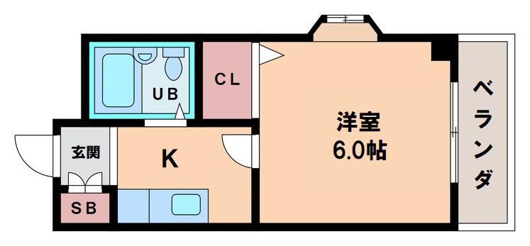 アパルト四天王寺II(1K/5階)の間取り写真