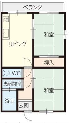 藤井ハイツ(2DK/2階)の間取り写真