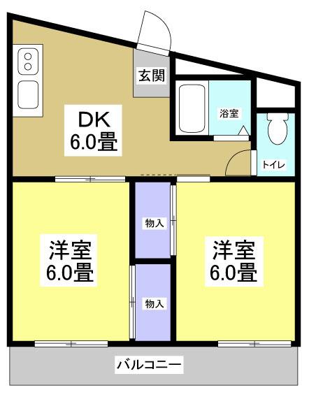 Vタウン(2DK/4階)の間取り写真