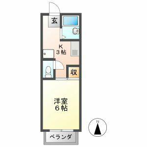 コスモキヌガサB棟(1K/2階)の間取り写真