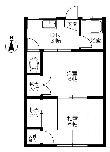 小柳荘(2K/1階)の間取り写真